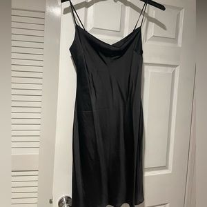 Express mini black satin dress
